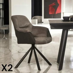Fauteuil pivotant bi-matière, couleur taupe (lot de 2) IENA