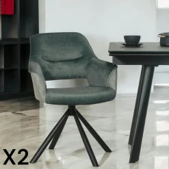 Fauteuil pivotant bi-matière, couleur verte (lot de 2) IENA