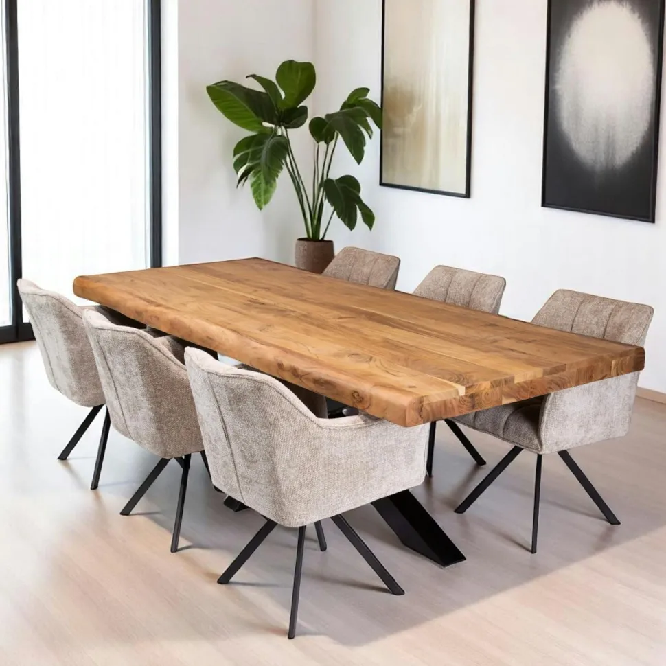 Fauteuil pivotant de table en bouclette sable (lot de 2) MELBOURNE