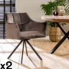 Fauteuil pivotant velours gris pied étoile MELBOURNE (lot de 2)
