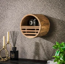 Fauteuil Teck assise tissu coton motifs géométriques façon nids d'abeilles 61x63x81cm DIKA