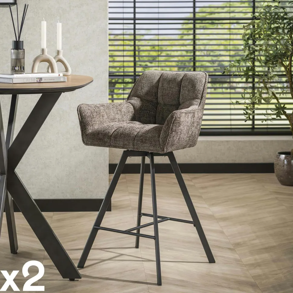 Fauteuil Teck assise tissu coton motifs géométriques façon nids d'abeilles 61x63x81cm DIKA
