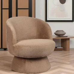 Fauteuil vert pivotant - tissu chenille, style rétro IENA