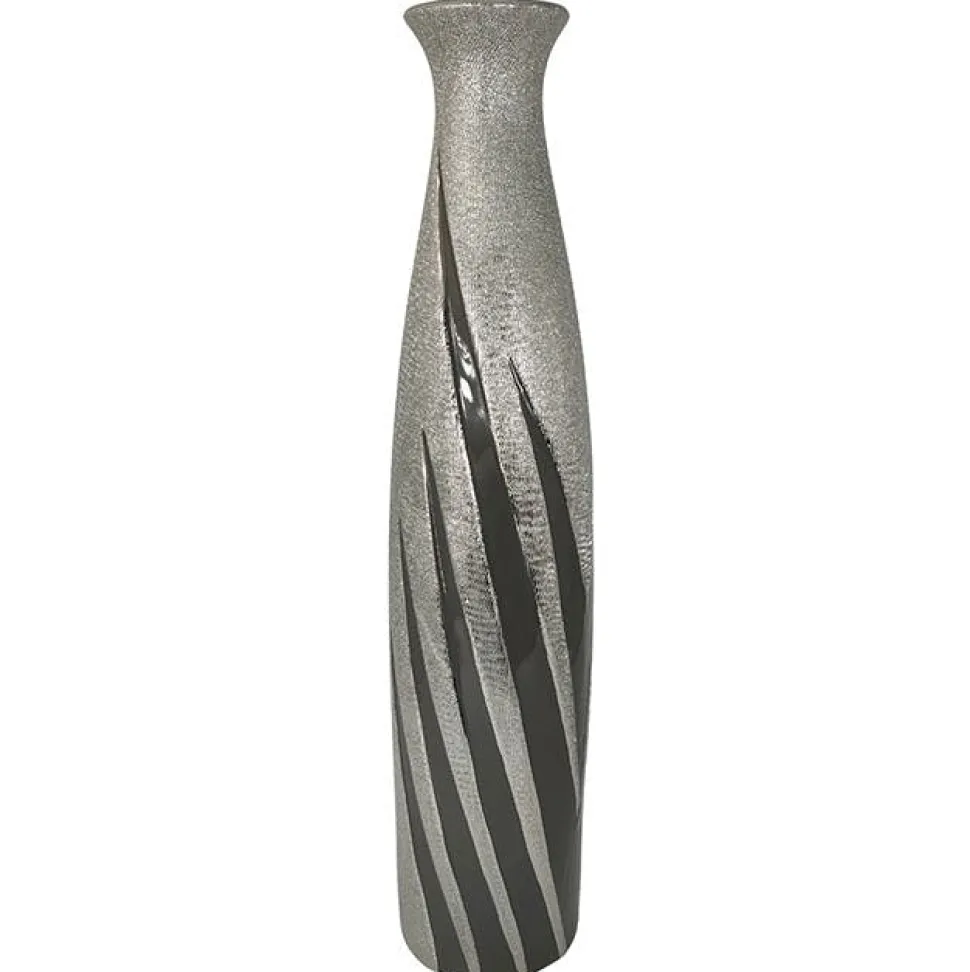 Grand vase décoratif gris et argent