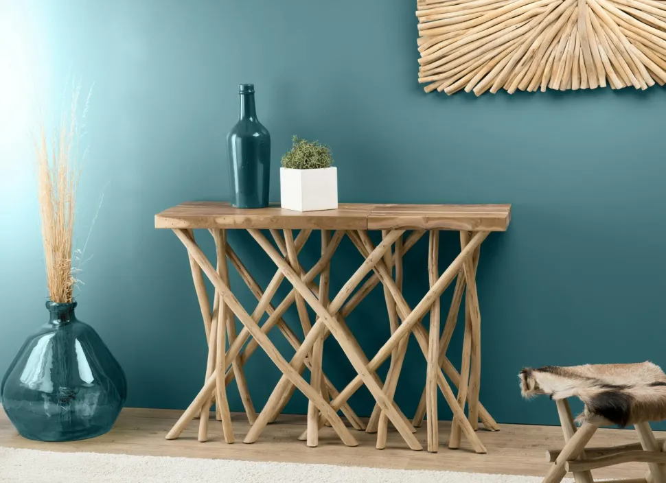 Grande table basse teck forme ronde D90 JAIPUR