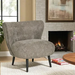 Gros fauteuil en fausse fourrure, couleur blanc cassé BERLIN