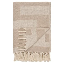 Jeté de canapé beige & brun à franges - 130x180 FALLON