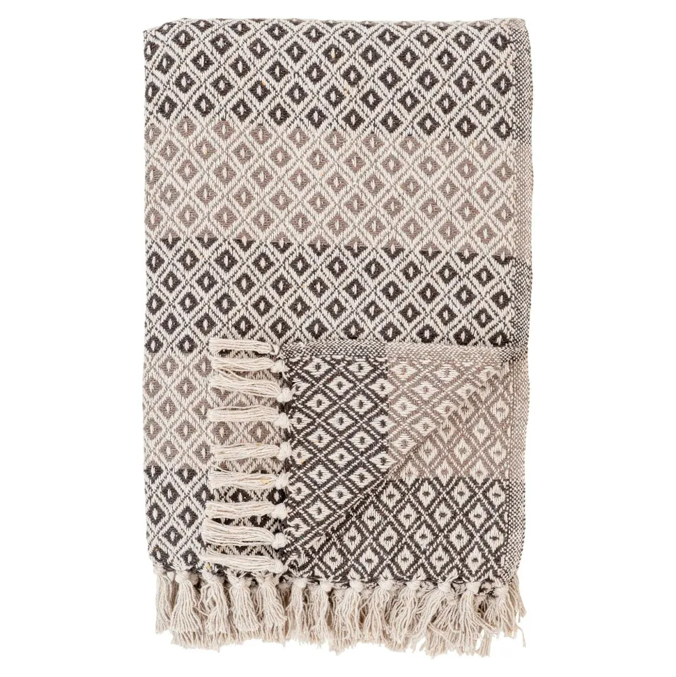 Jeté de canapé beige & marron – losanges, 130x180 cm FALLON