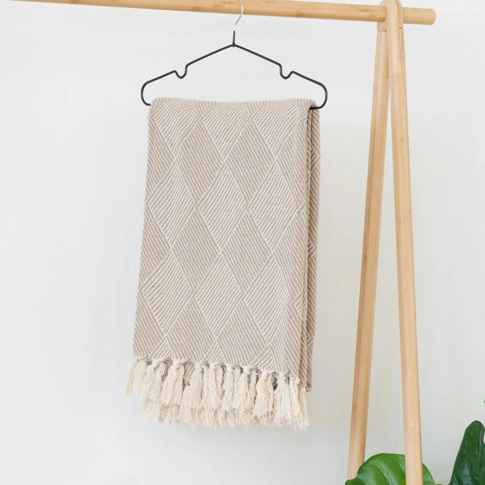 Jeté de canapé beige motif losanges - 130x180 cm FALLON
