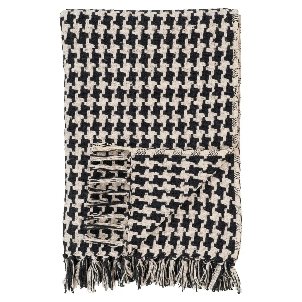 Jeté de canapé noir & blanc – motif pied-de-poule FALLON