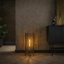 Lampadaire décoratif en métal effet toile H 92 cm RALF