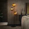 Lampadaire de salon 3 abat-jour en verre déformé sur tige NIAGARA