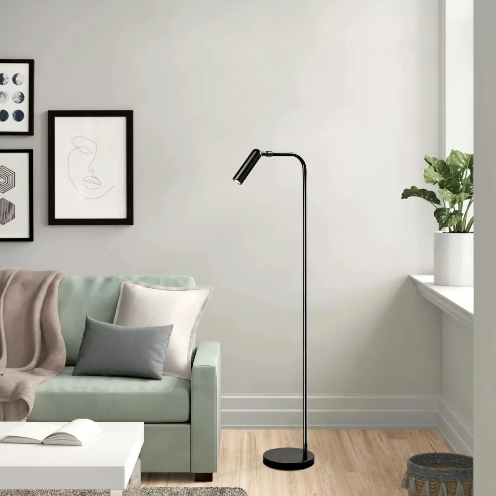 Lampadaire design noir minimaliste à tête orientable SILE