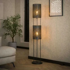 Lampadaire moderne 2 lampes effet maille TRIBECA