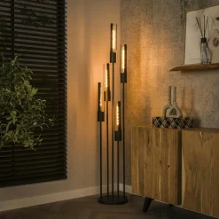 Lampadaire noir avec 7 abat-jour forme tube RALF