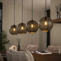 Lampadaire noir avec 7 abat-jour forme tube RALF