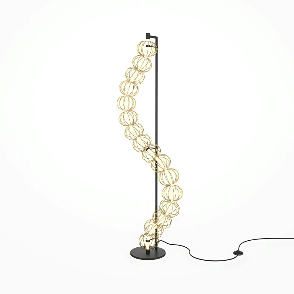 Lampadaire salon design – guirlande métal doré EDEN