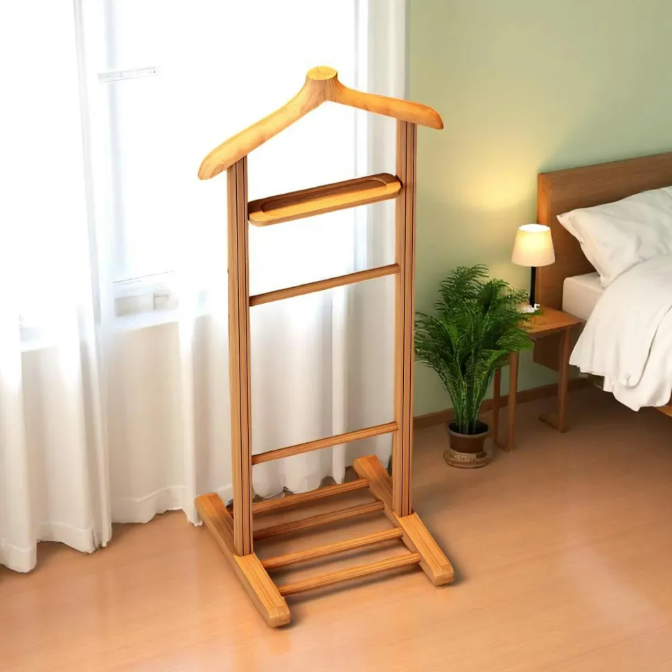 Lampadaire salon en bois sculpté abat-jour beige ANZIO