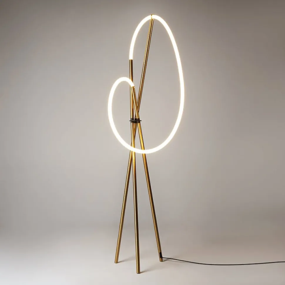 Lampadaire tige LED noir avec 1 tube lumineux AURORA