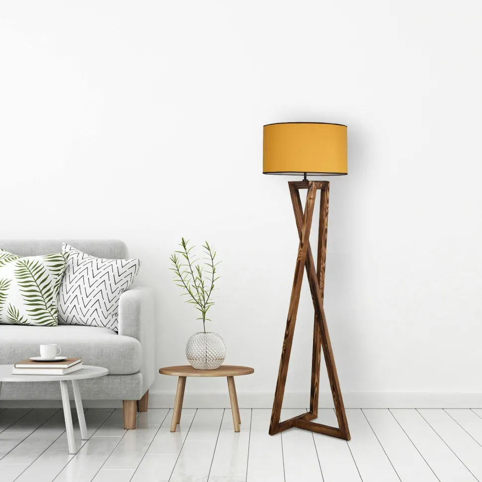 Lampadaire trépied croisé abat-jour beige 150 cm KILIS