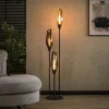 Lampadaire vintage avec abat-jour en verre forme torche NIAGARA