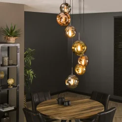 Lampadaire vintage XL avec abat-jour en verre forme torche NIAGARA