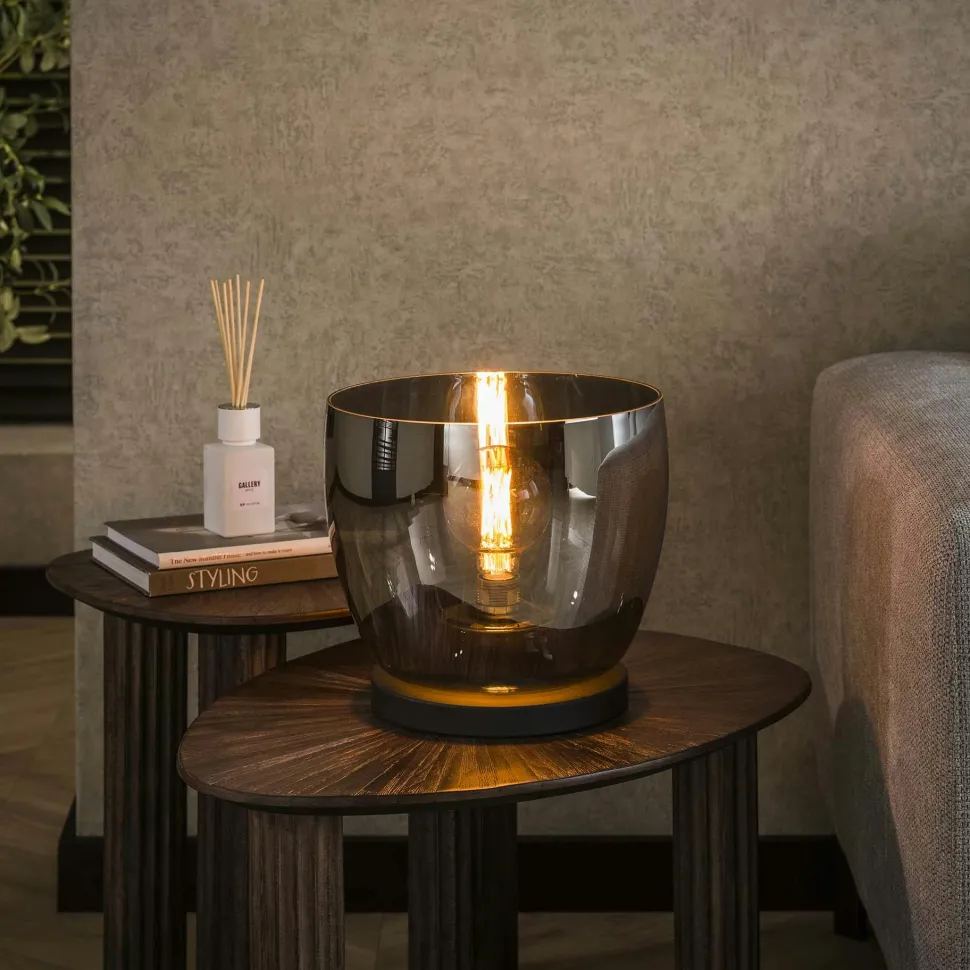 Lampe de salon moderne avec vasque en verre gris fumé 27 cm NIAGARA