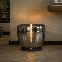 Lampe de salon moderne avec vasque en verre ambré 27 cm NIAGARA