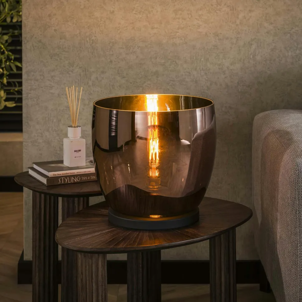 Lampe de salon moderne avec vasque en verre cuivré 32 cm NIAGARA