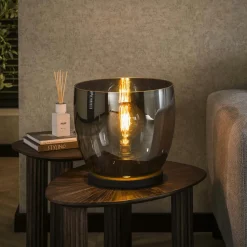Lampe de salon moderne avec vasque en verre gris fumé 32 cm NIAGARA