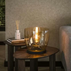 Lampe de salon moderne avec vasque en verre gris fumé 32 cm NIAGARA