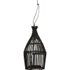 Lanterne rattan noir à suspendre H 35 cm