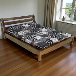 Lit 2 places façon futon Hévéa pour couchage 140x190 214x157x80cm MAORI