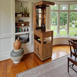 Meuble bar haut hévéa massif 190cm HELENA