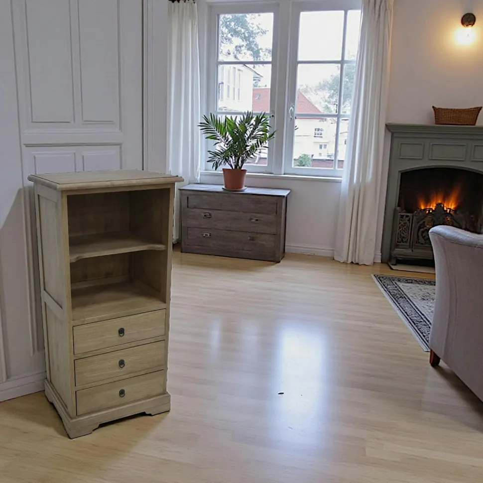 Meuble de rangement Hévéa 3 tiroirs, 2 niches 53x40x110cm TRADITION