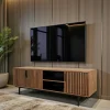 Meuble TV 3 portes 2 niches teck recyclé FANO