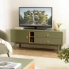 Meuble TV 2 tiroirs 1 porte bois vert nature GUILIN