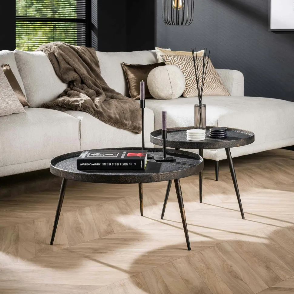 Meuble tv avec rangement en bois recyclé FSC motif chevron FAGA