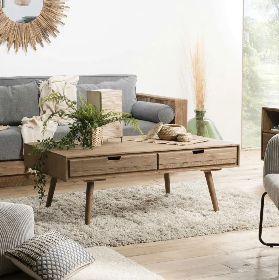 Meuble tv avec rangement en bois de sapin LIMA