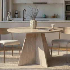 Meuble TV avec rangement - effet travertin MARFA