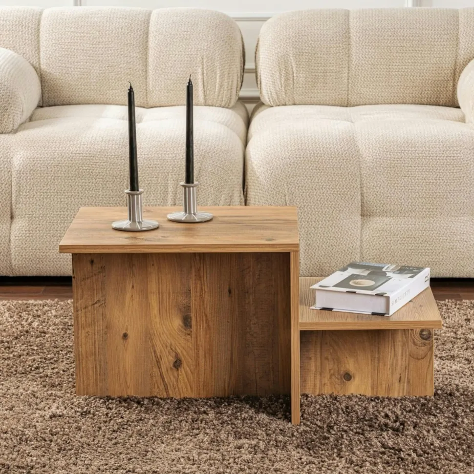Meuble TV avec rangement - effet travertin MARFA