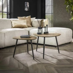 Meuble TV avec rangement effet bois clair - pied en W MARFA