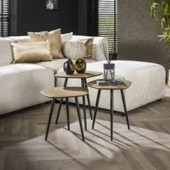 Meuble TV avec rangement effet bois clair - pied en W MARFA