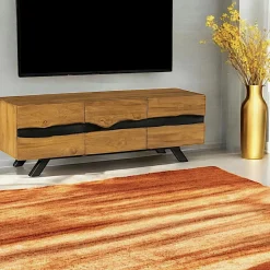 Meuble tv bois recyclé teck laque noire BARBADE