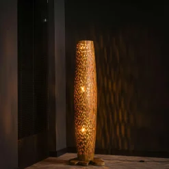 Meuble TV en bois brun et verre fumé - forme trapèze LHASA