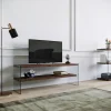 Meuble TV en bois brun et verre - 2 niveaux LHASA