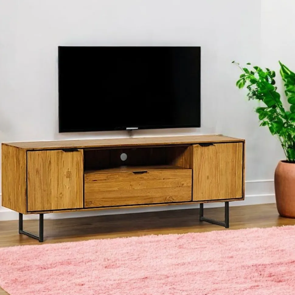 Meuble tv en bois de teck recyclé avec rangement DEPOK