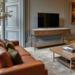 Meuble TV hévéa 3 tiroirs L140xP45xH60 TRADITION