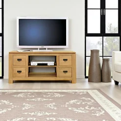 Meuble TV hévéa 4 tiroirs 125x45x58cm HELENA