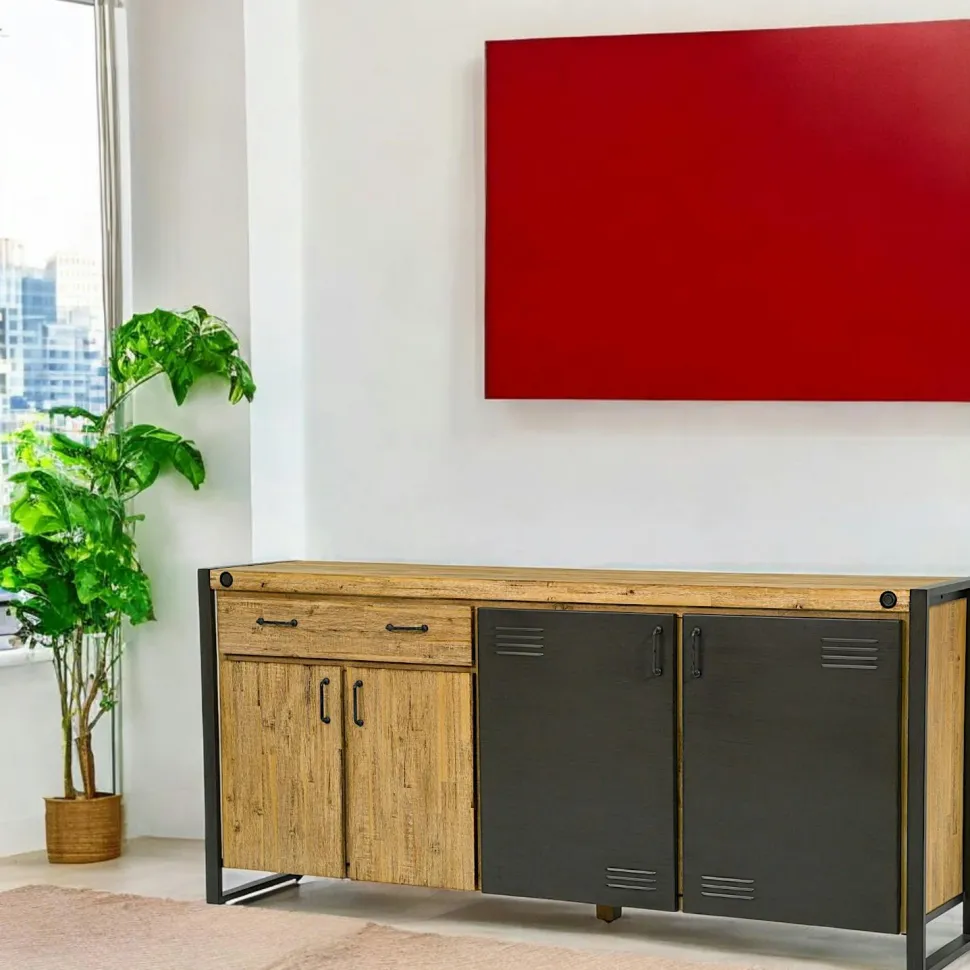 Meuble TV industriel bois métal boulons BROOKLYN